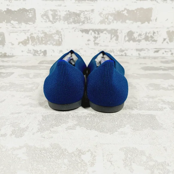 New Rothy's The Flat Blue Knit Pointy Toe Slip On Loafers F1